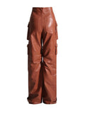 Solid Patchwork Pocket Cargo  Trousers For Women