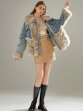 Large Fur Collar Jean Coat