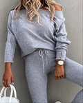 Slanted Shoulder Sweat Suit