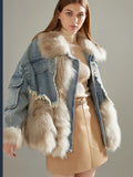 Large Fur Collar Jean Coat