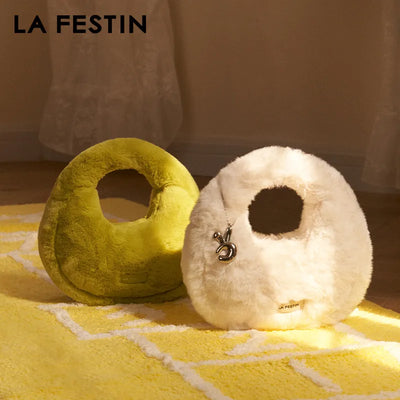 LA FESTIN Plush Small Round Messenger Bag