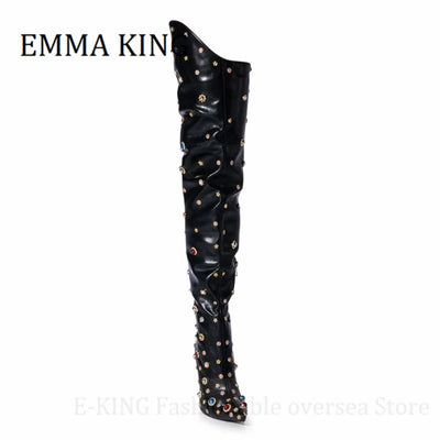 Women Rhinestone Thigh High Boots