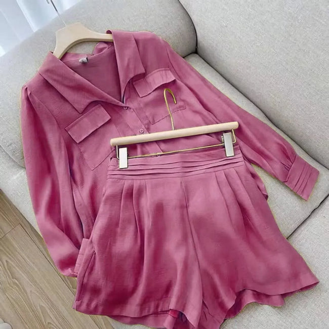 Casual Style Long Sleeve / Short Set
