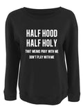 Half Hood Letter Print Sweatshirt