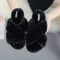 Cross open-toe fur slippers - Shoe Candy Shop