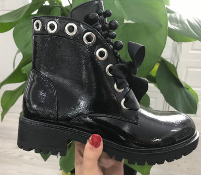 Pearl Combat Boots - Shoe Candy Shop