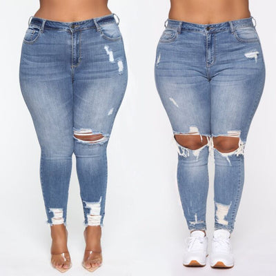 Stretch Ripped Women Plus Size Jeans Plus Size Jeans - Shoe Candy Shop