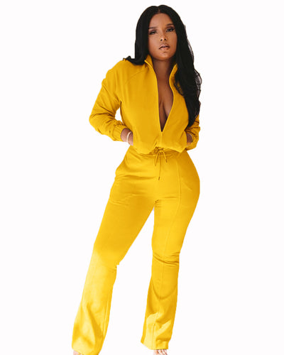 Two Piece Outfit Zipper Long Sleeve And Long Pants Tracksuit Sweatsuits Casual Jumpsuit