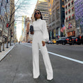 Sexy Wide Leg Pants Solid Color High Neck Halter Long Sleeve Casual Jumpsuit - Shoe Candy Shop