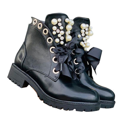 Pearl Combat Boots - Shoe Candy Shop