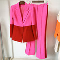 Professional Suit One Button Color Matching  Flared Pants Two Piece - Shoe Candy Shop