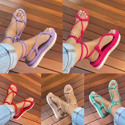 Women's New Thick Sole Hemp Rope Sandals - Shoe Candy Shop