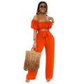 Solid Color Open-back One-shoulder One-piece Casual Wide-leg Pants - Shoe Candy Shop