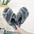 Cross open-toe fur slippers - Shoe Candy Shop