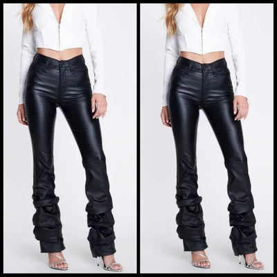 PU Leather Long Trousers - Shoe Candy Shop