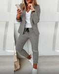 New Plaid Casual Women's Straight Trousers Suit - Shoe Candy Shop