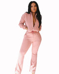 Two Piece Outfit Zipper Long Sleeve And Long Pants Tracksuit Sweatsuits Casual Jumpsuit