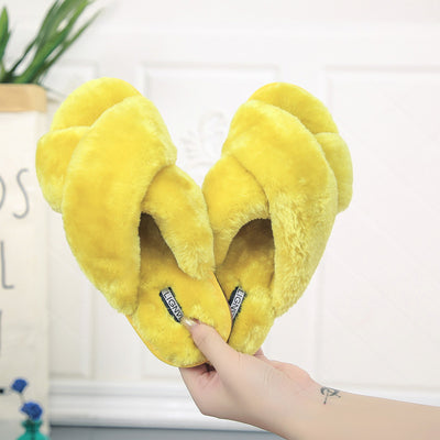 Cross open-toe fur slippers - Shoe Candy Shop