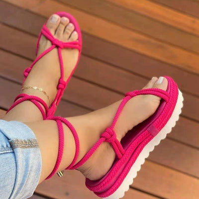 Women's New Thick Sole Hemp Rope Sandals - Shoe Candy Shop