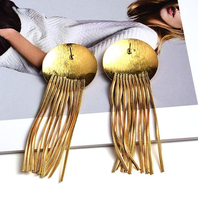 Gold Metal Chain Tassel Earrings - Shoe Candy Shop