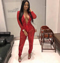 VAZN Hot Sale Sexy O-neck  Sequins Glitter Office Lady Women Sleeveless Banquet Party Beach Jumpsuits Full Pant Bandage Rompers - Shoe Candy Shop