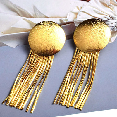 Gold Metal Chain Tassel Earrings - Shoe Candy Shop