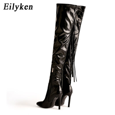 Thigh High Fringe Boots - Shoe Candy Shop