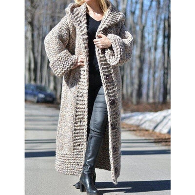 New 2021 Winter Clothes Women Cardigan Sweater Women&#39;s New Hooded Cardigan Loose Knit Long Coat Female Large Size S-5XL WM02 - Shoe Candy Shop