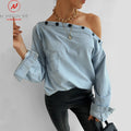 Denim Button Top - Shoe Candy Shop