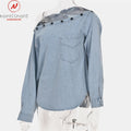 Denim Button Top - Shoe Candy Shop