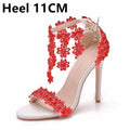 "Queen" Lace Pearl Tassel Sandals