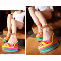 Multicolor Patchwork Wedge Sandal - Shoe Candy Shop