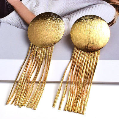 Gold Metal Chain Tassel Earrings - Shoe Candy Shop