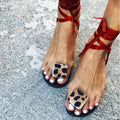 Leopard Tie Up Sandals