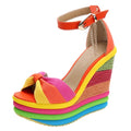 Multicolor Patchwork Wedge Sandal - Shoe Candy Shop