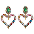 Crystal Rhinestone Heart Dangle Earrings - Shoe Candy Shop