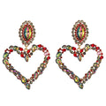 Crystal Rhinestone Heart Dangle Earrings - Shoe Candy Shop