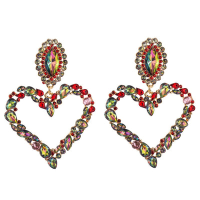 Crystal Rhinestone Heart Dangle Earrings - Shoe Candy Shop