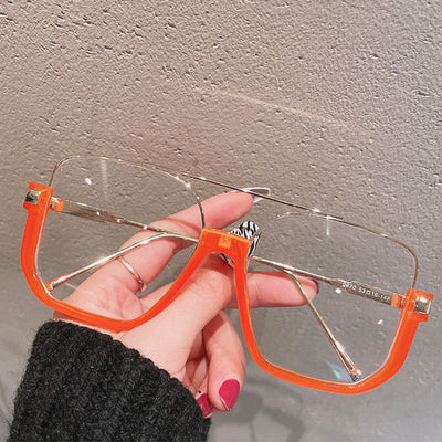 Oversized Square Semi-Metal Glasses - Shoe Candy Shop