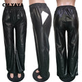 Faux Leather Straight High Waist Pants - Shoe Candy Shop