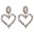 Crystal Rhinestone Heart Dangle Earrings - Shoe Candy Shop