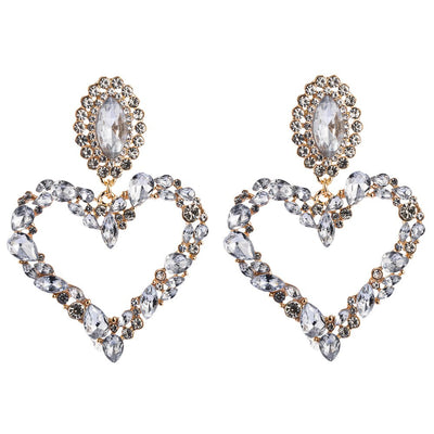 Crystal Rhinestone Heart Dangle Earrings - Shoe Candy Shop