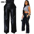 Faux Leather Straight High Waist Pants - Shoe Candy Shop