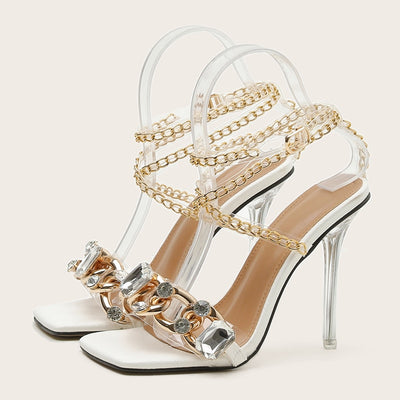 Crystal Chain Women Stiletto Heels - Shoe Candy Shop