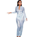 VAZN Hot Sale Sexy O-neck  Sequins Glitter Office Lady Women Sleeveless Banquet Party Beach Jumpsuits Full Pant Bandage Rompers - Shoe Candy Shop