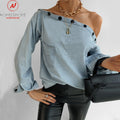 Denim Button Top - Shoe Candy Shop