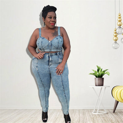 Denim Bra and High Waist Jeans - Shoe Candy Shop