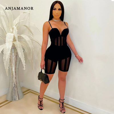 Sheer Mesh Bodycon Rompers - Shoe Candy Shop