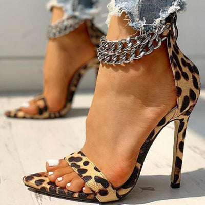 Chain Open Toe Heels - Shoe Candy Shop