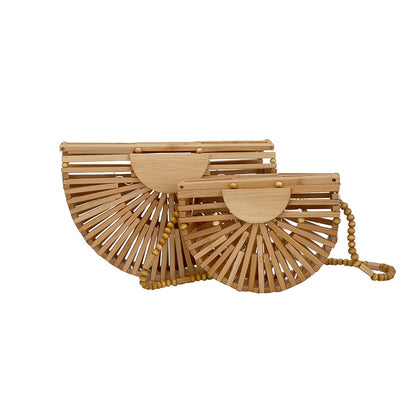 Half Moon Wooden Crossbody Bag - Shoe Candy Shop